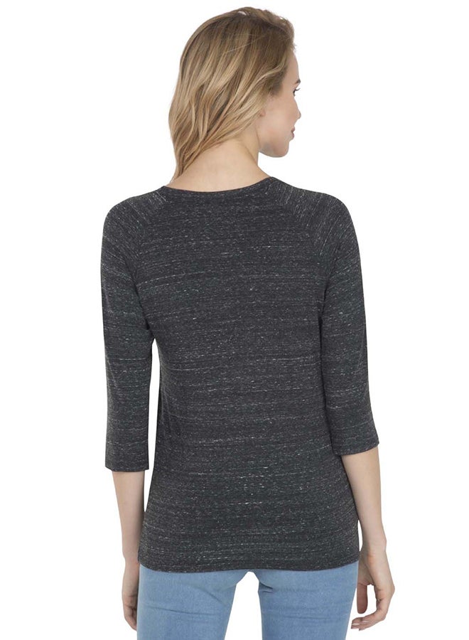 JOCKEY - Three Quarter Sleeve T-Shirt Black Snow Melange - Image 1