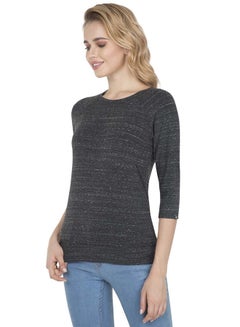 JOCKEY Three Quarter Sleeve T-Shirt Black Snow Melange  - Image 3