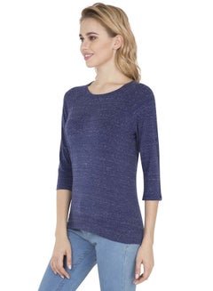 JOCKEY Three Quarter Sleeve T-Shirt Imperial Blue Snow  - Image 3