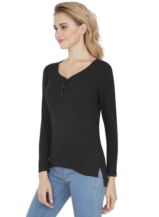 JOCKEY - Solid Design Long Sleeve Top Black - Image 1
