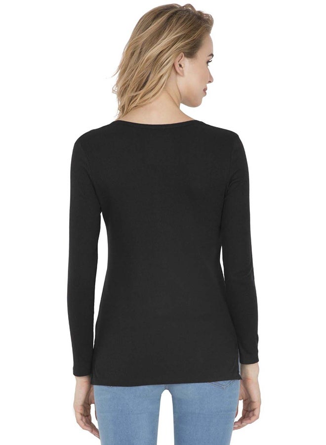 JOCKEY - Solid Design Long Sleeve Top Black - Image 1