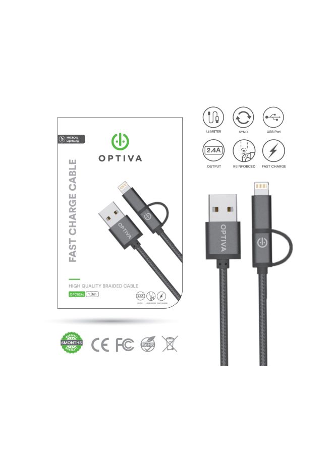 أوبتيفا كابل شحن ومزامنة بيانات من Lightning إلى USB-A أسود - Image 2