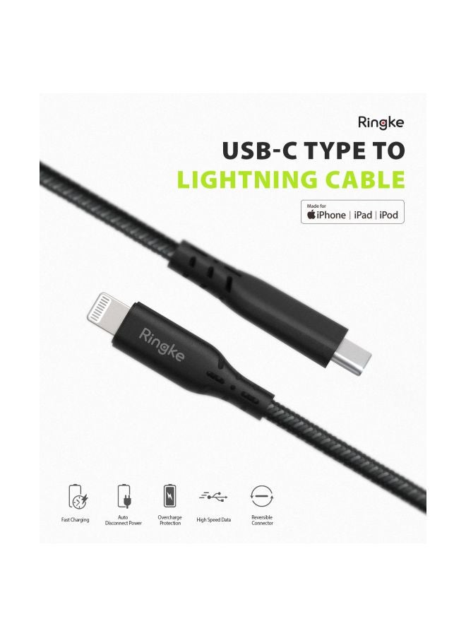 Ringke Type-C To Lightning Charging Cable Black - Image 3