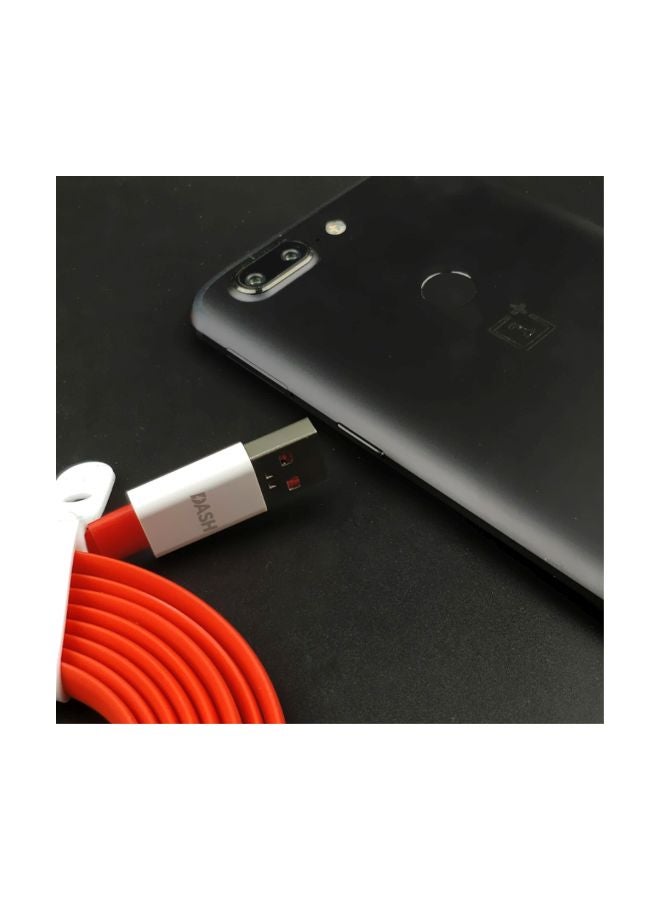 OnePlus - Dash Charge Type-C Flat Charging Cable Red - Image 1