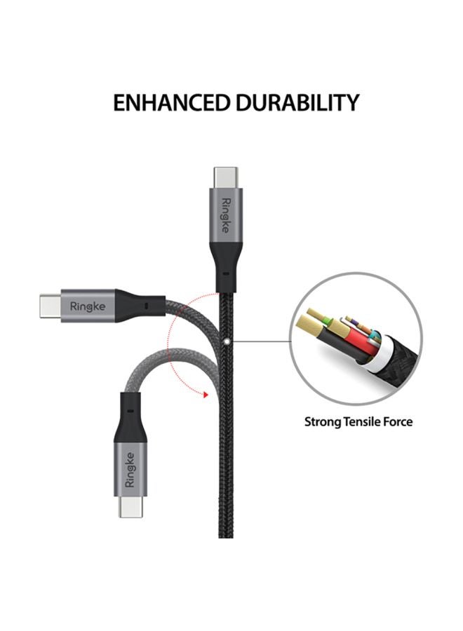 Ringke - USB Type C To C Data Sync Charging Cable Black - Image 1