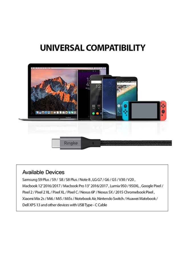 Ringke - USB Type C To C Data Sync Charging Cable Black - Image 1