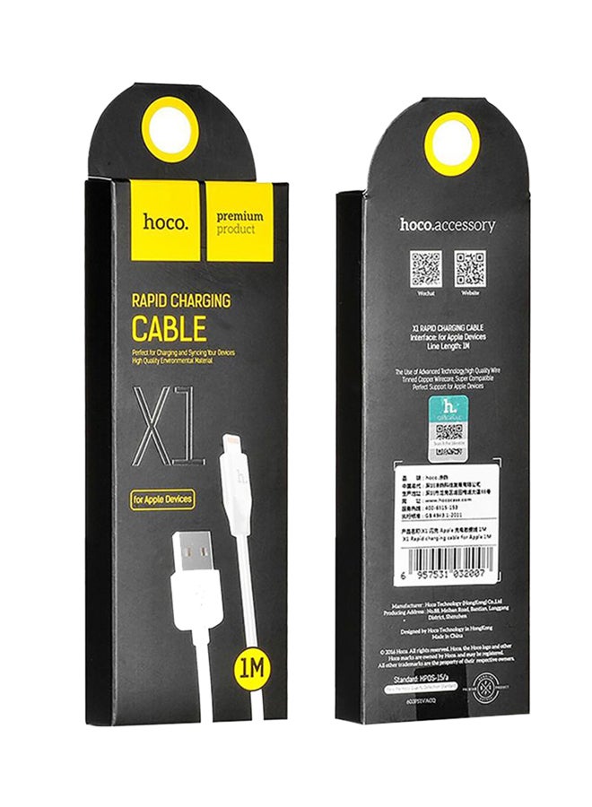 Hoco - Rapid Charging Cable For Apple iPhone White - Image 1