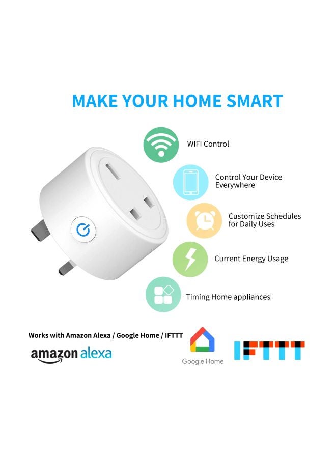 SmartLife - 3-Pin Wifi Plug White 6x6x5cm - Image 1