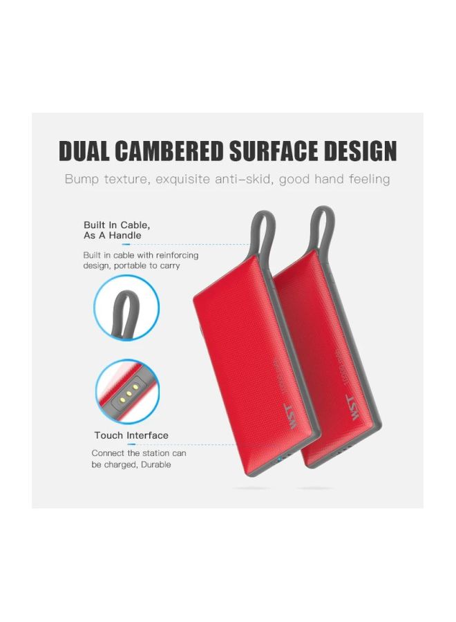 WST 10000.0 mAh 6 Charging Slot Power Bank Station Red/Grey - Image 2