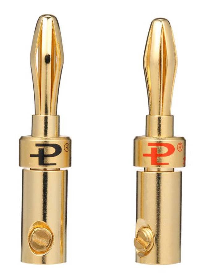 Generic Pair Of 5 Banana Amplifier Connector Plug Gold  - Image 1