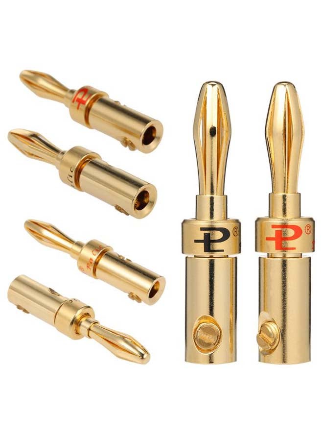 Generic Pair Of 5 Banana Amplifier Connector Plug Gold  - Image 2