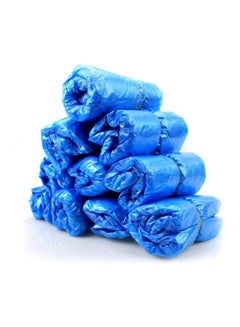 OWSOO 100-Piece Waterproof Disposable Shoe Covers Blue  - Image 4