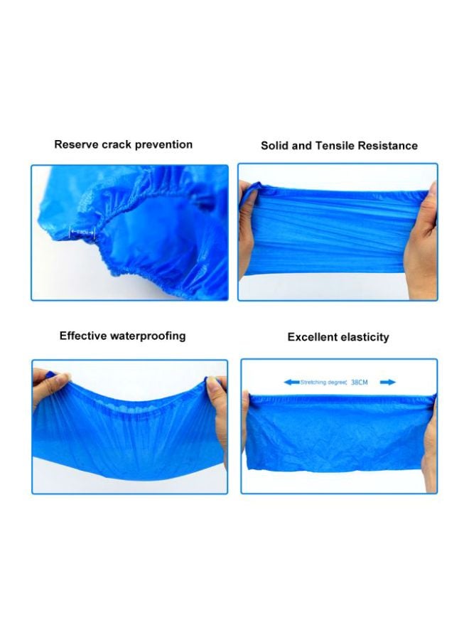 OWSOO - 100-Piece Waterproof Disposable Shoe Covers Blue - Image 1