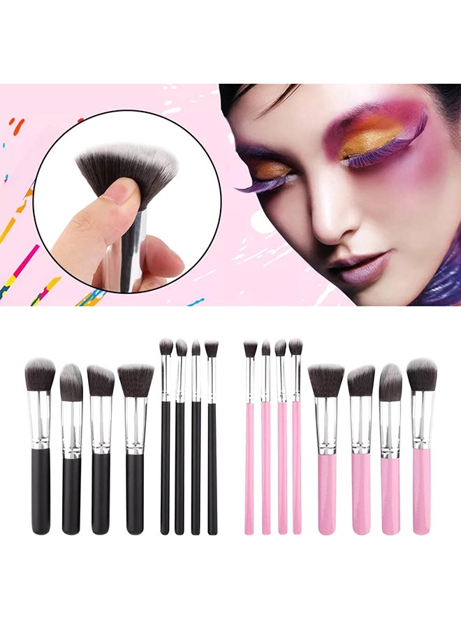 8 Piece Makeup Brush Set Black/Silver - Image 5