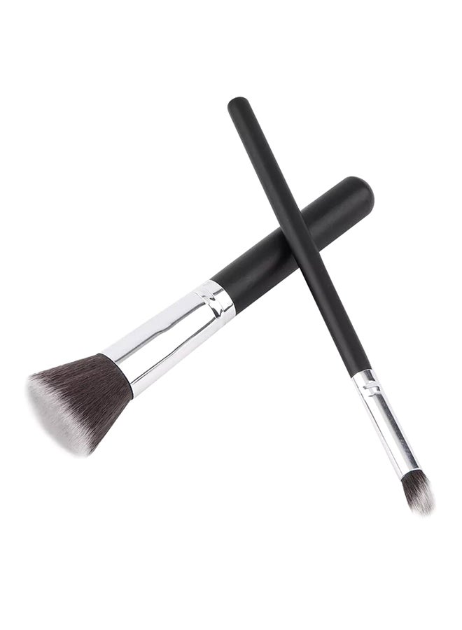 8 Piece Makeup Brush Set Black/Silver - Image 3