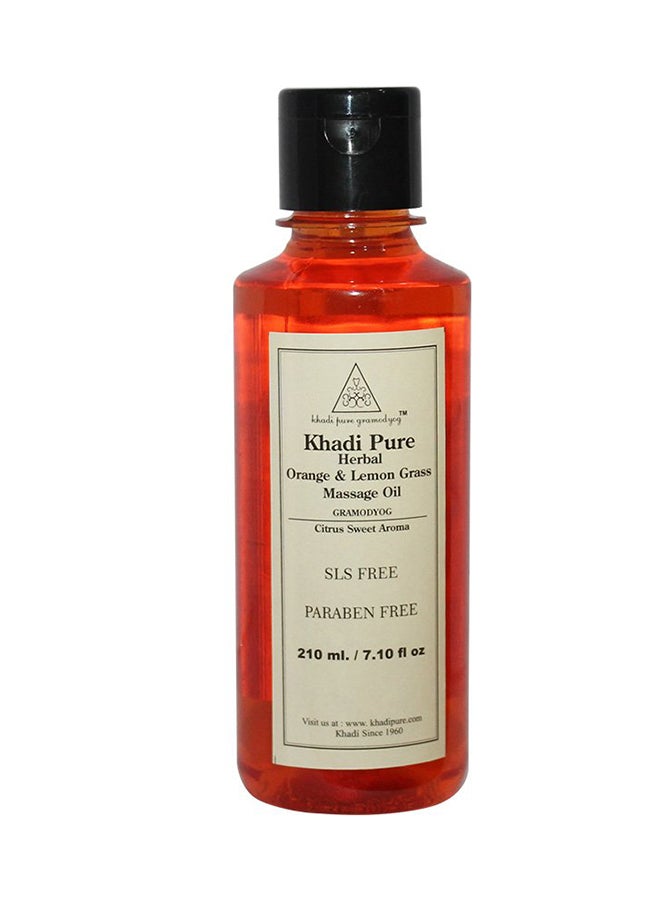 Khadi Pure Herbal Orange And Lemongrass Massage Oil 210ml  - Image 1