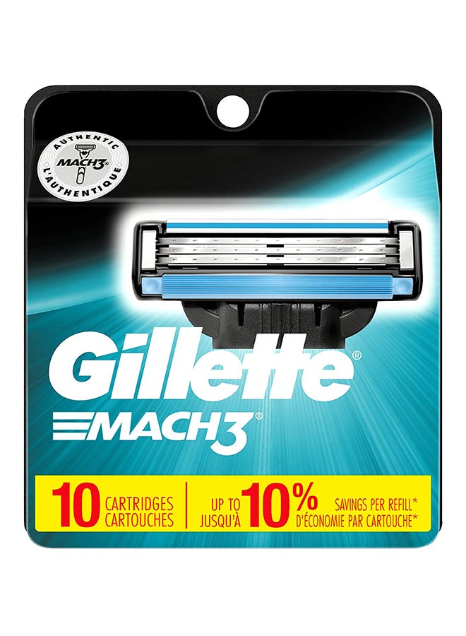 Gillette Mach3 Razor Blades - 10 Refills Blue/Black