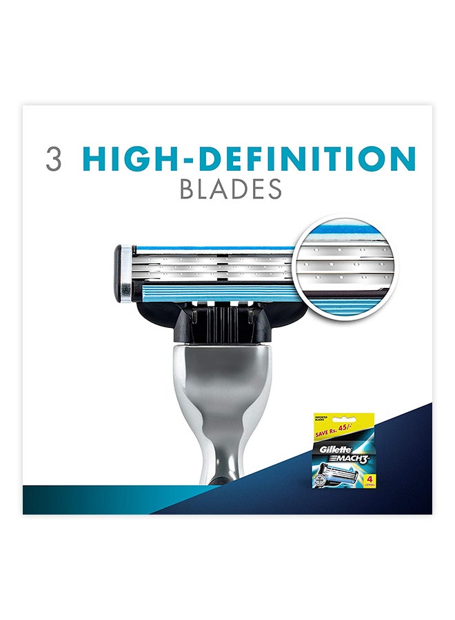 Gillette Mach3 Razor Blades - 4 Blade Refills Grey - Image 2