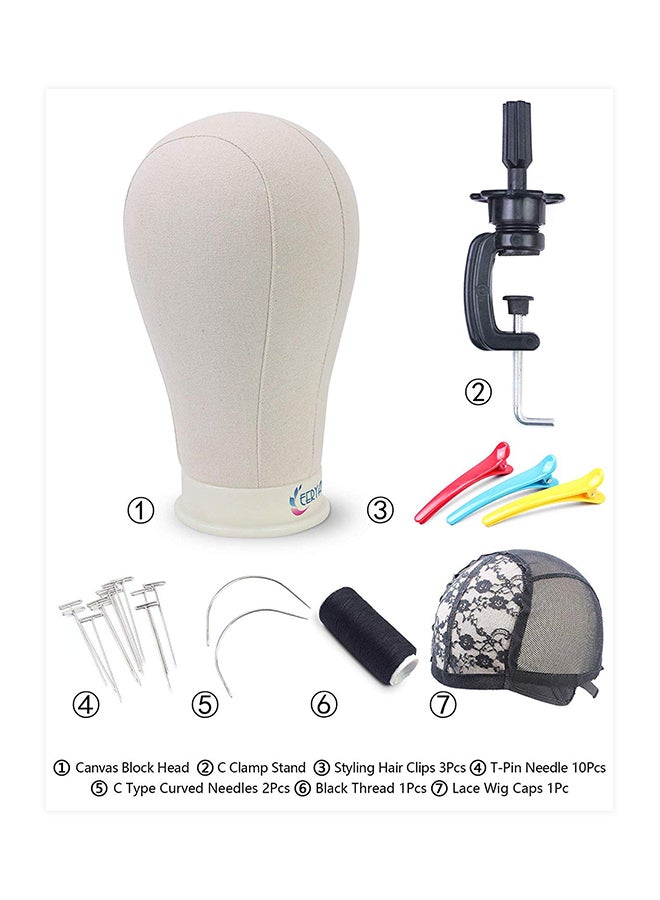 Eerya - Canvas Block Styling Mannequin Head With Mount Hole Beige 21inch - Image 1