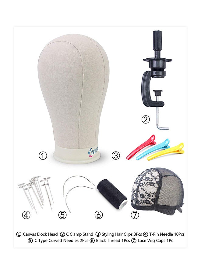 Eerya Canvas Block Styling Mannequin Head With Mount Hole Beige 23inch - Image 2