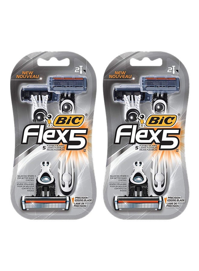 بيك مجموعة شفرات حلاقة بيك فليكس ذات ال5  شفرات مكونة من قطعتين أسود/ أبيض - Image 1