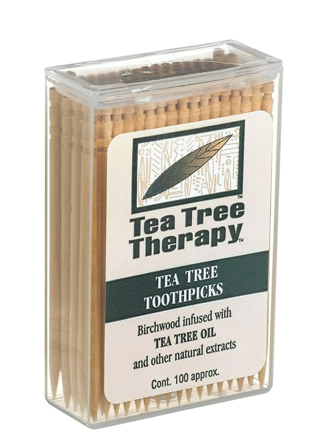 Tea Tree Therapy 100-Piece Tea Tree And Menthol Toothpick Beige