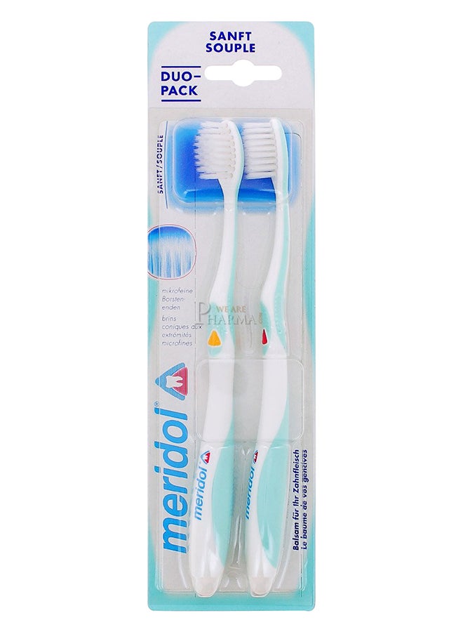 ميريدول مجموعة فرشاة أسنان بشعيرات ناعمة مكونة من قطعتين أبيض - Image 3