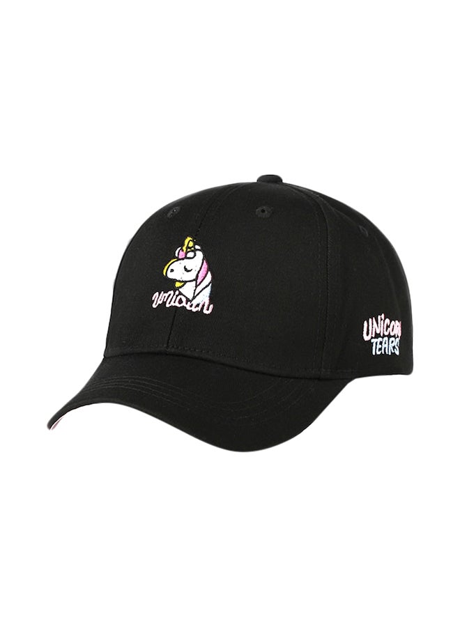 Beauenty Cartoon Letter Embroidery Breathable Baseball Cap Black/White/Pink - Image 1