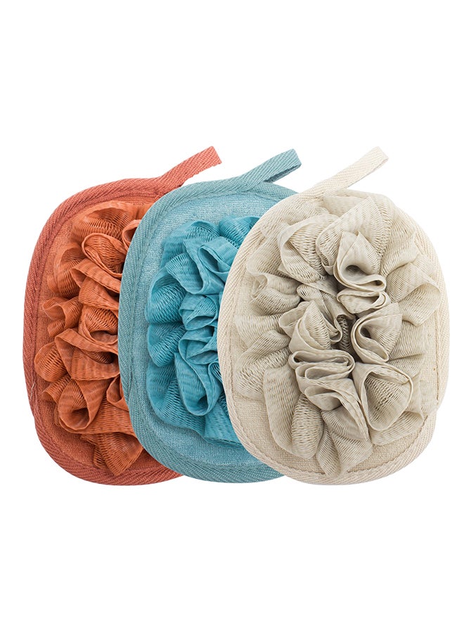 3-Piece Loofah Body Brush Sponge Set Multicolour