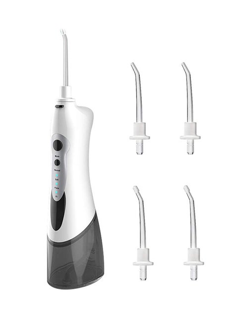 Portable Cordless Water Flosser With 4 Jet Tips White