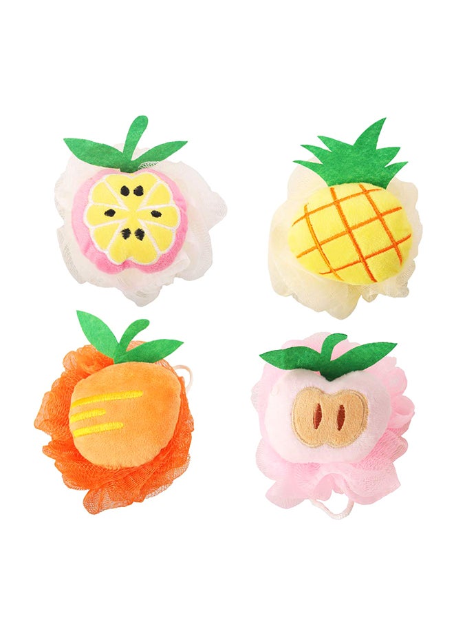 Rocutus Pack Of 4 Fruit Shape Bath Loofah Multicolour - Image 1