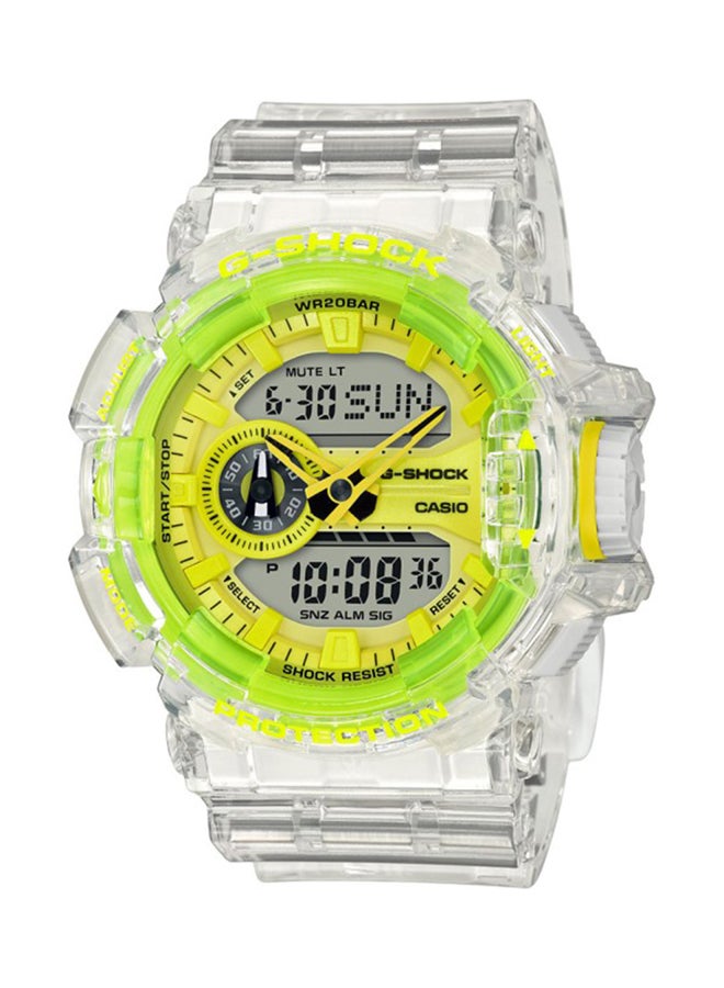 جي شوك ساعة يد رقمية بعقارب وسوار من الراتنج طراز GA-400SK-1A9ER
