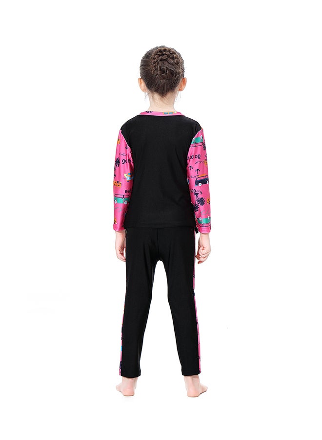 Hanyimidoo Islamic Swimwear Burkinis with Hijab Black/Pink  - Image 2