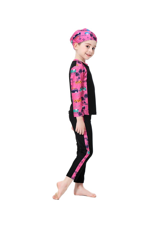 Hanyimidoo Islamic Swimwear Burkinis with Hijab Black/Pink  - Image 3