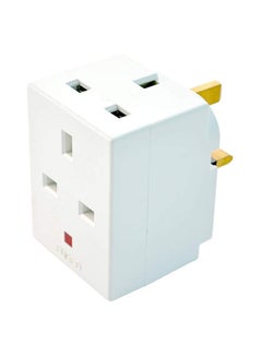 3-Way Multi Plug Fused Socket Adapter White 4x5x8centimeter