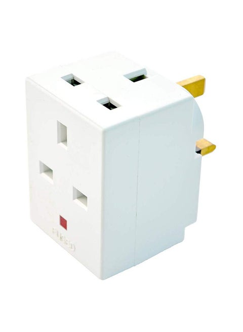 3-Way Multi Plug Fused Socket Adapter White 4x5x8centimeter