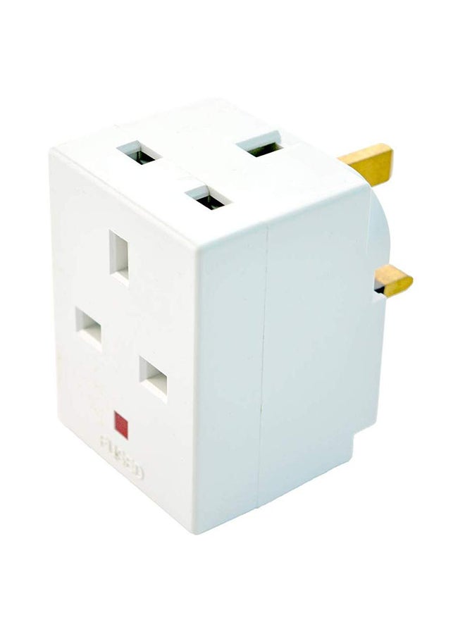 Generic - 3-Way Multi Plug Fused Socket Adapter White 4x5x8centimeter - Image 1
