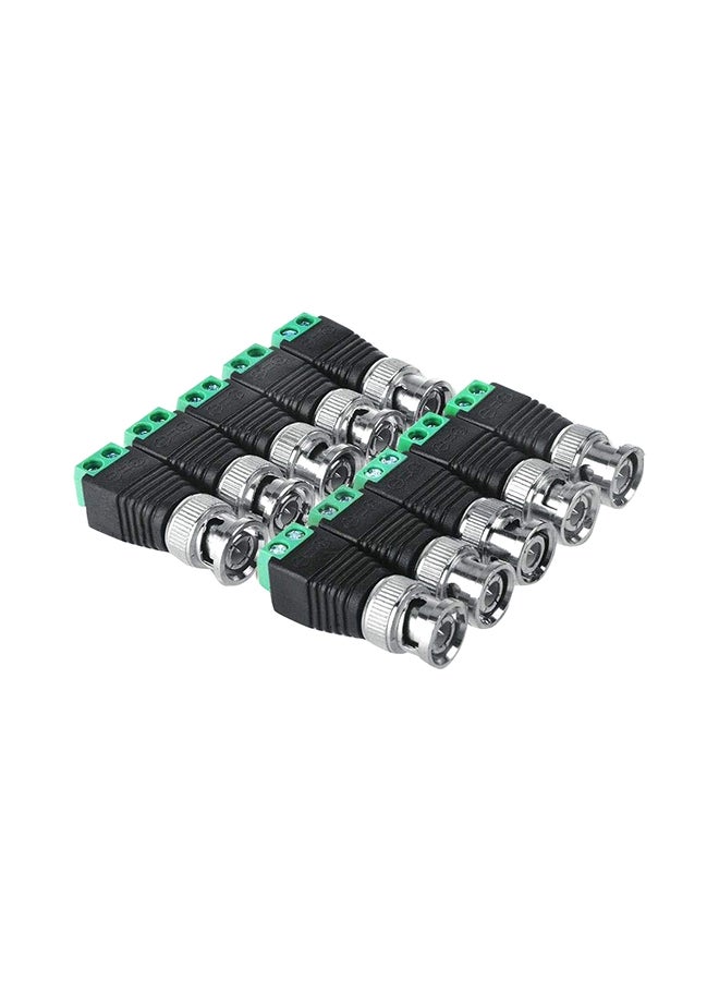 طقم موصلات فيديو BALUN ذكر محوري من CAT5 إلى BNC مكون من 10 قطع أسود - Image 1