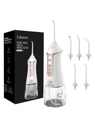 Portable Oral Irrigator With Jet Nozzles Clear/White/Gold - v1580574013/N33576709A_1