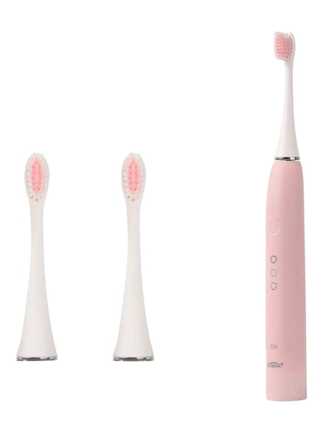 Rechargeable Sonic Electric Toothbrush With Replacement Brush Heads Pink