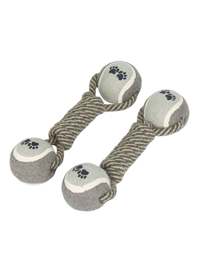Pack Of 2 Hand Made Rope Ball Grey/Beige 24 x 6cm