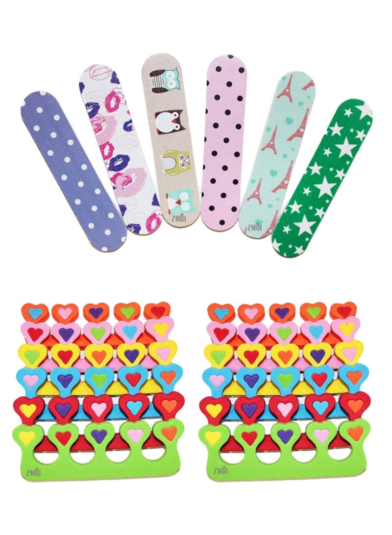 زد ام او اي طقم 18 r'um فواصل لأصابع القدم بتصميم بتصميم قلب وملفات أظافر متعدد الألوان - Image 1