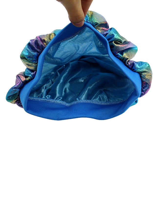 راريتيوس قبعة نوم من الساتان بشريط عريض وتصميم ثلاثي الأبعاد أزرق - Image 2