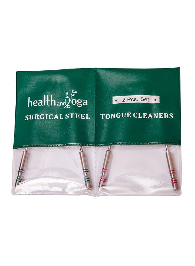 سول غيني Pack Of 2 Health And Yoga Surgical Steel Tongue Cleaner Silver - Image 1
