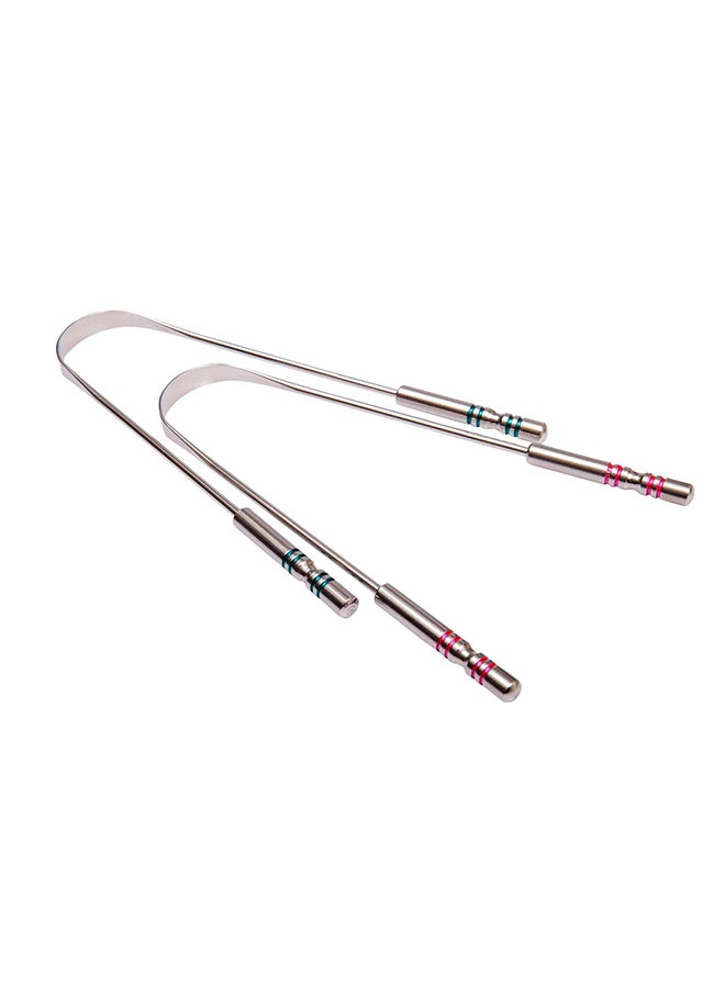 سول غيني Pack Of 2 Health And Yoga Surgical Steel Tongue Cleaner Silver - Image 3