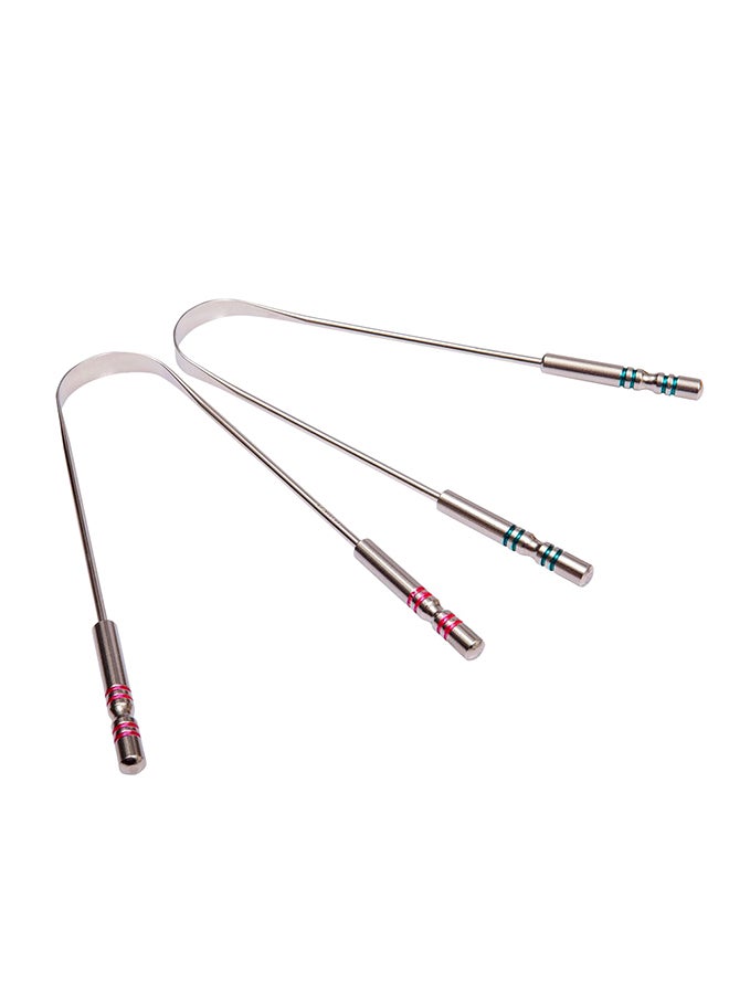 سول غيني Pack Of 2 Health And Yoga Surgical Steel Tongue Cleaner Silver - Image 4