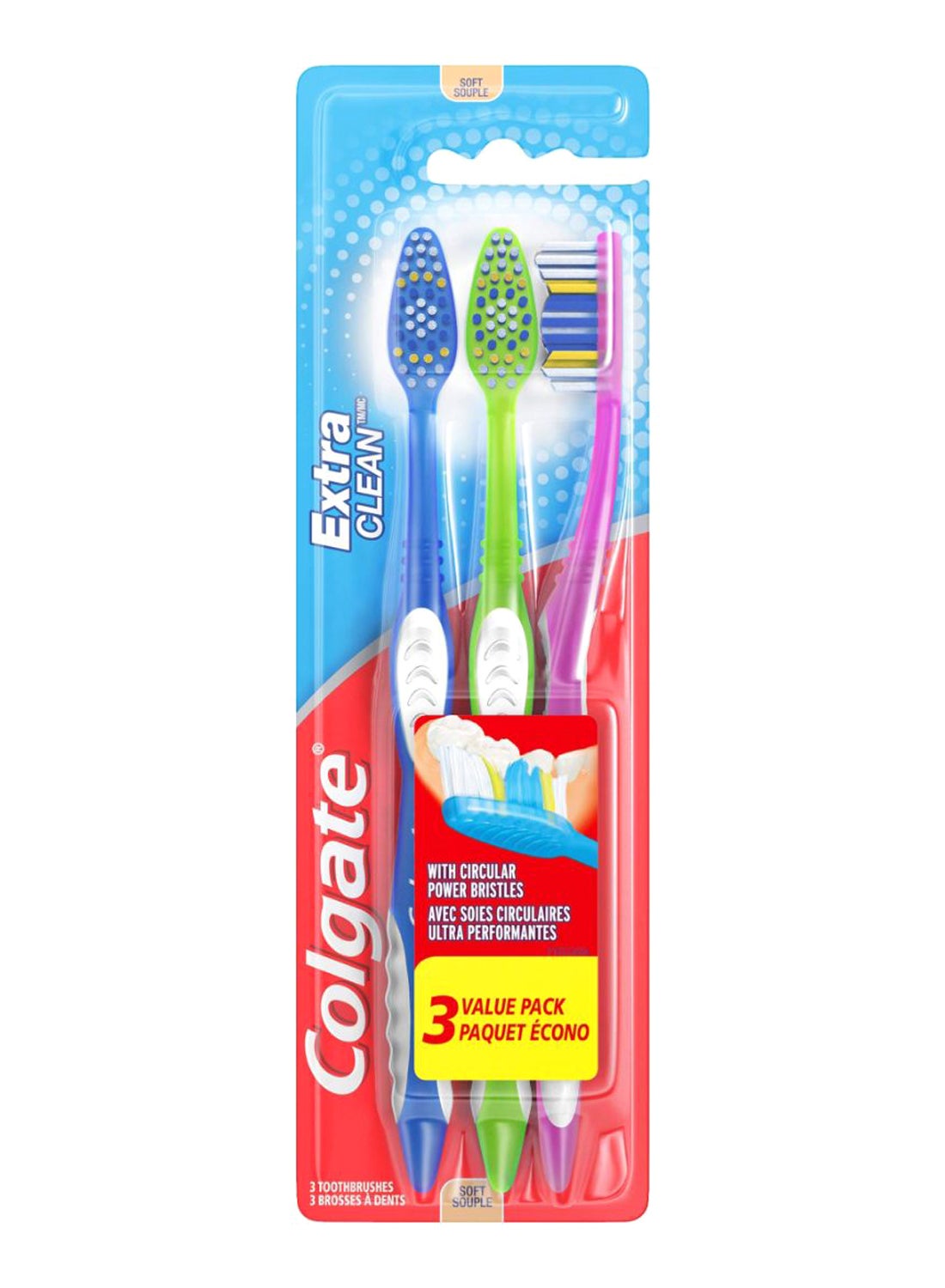Colgate Pack Of 3 Extra Clean Full Head Toothbrush Multicolour