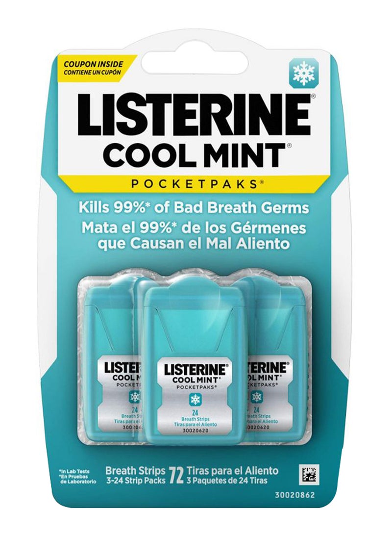 Listerine Pack Of 3 Cool Mint Flavour Pocketpaks Breath Strips
