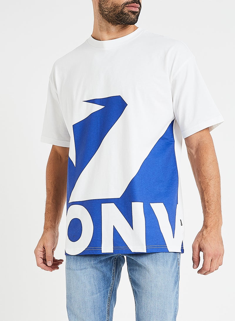 CONVERSE Star Chevron Icon Remix Oversize T-Shirt White/Blue  - Image 1