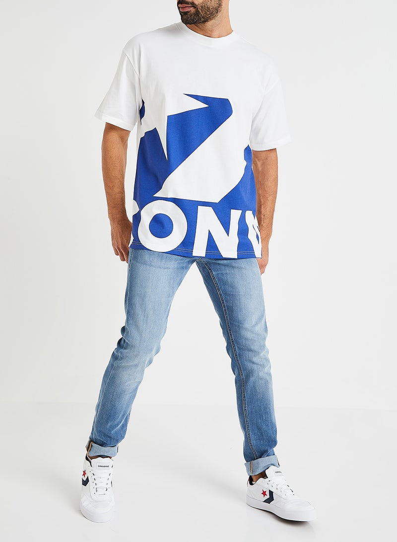 CONVERSE Star Chevron Icon Remix Oversize T-Shirt White/Blue  - Image 2